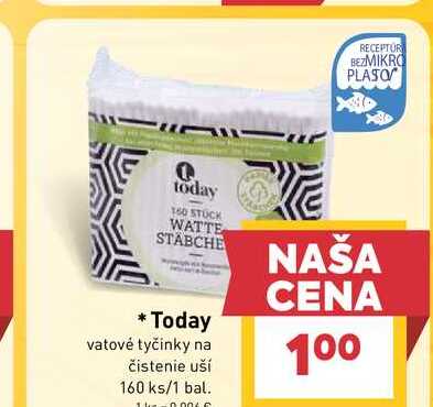 Today vatové tyčinky na čistenie uší 160 ks/1 bal.