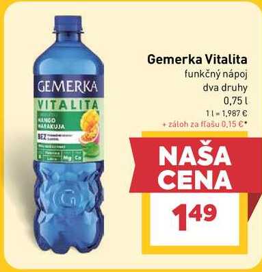 Gemerka Vitalita funkčný nápoj dva druhy 0,75 l