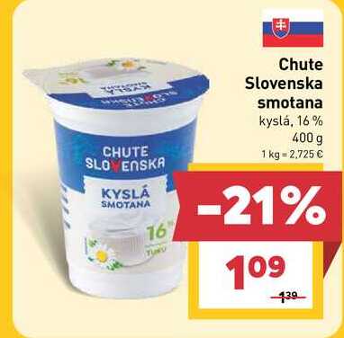 Chute Slovenska smotana kyslá, 16% 400 g