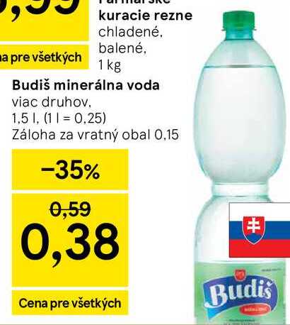 Budiš minerálna voda viac druhov 1,5l