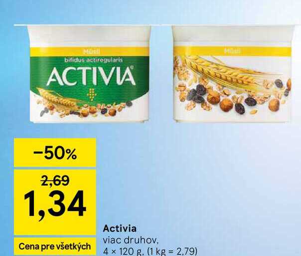 Activia viac druhov, 4 × 120 g