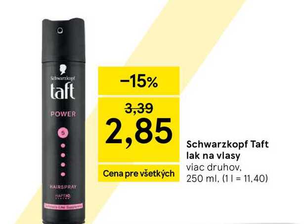 Schwarzkopf Taft lak na vlasy viac druhov, 250 ml