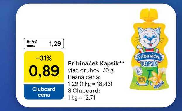 Pribináček Kapsík, 70 g