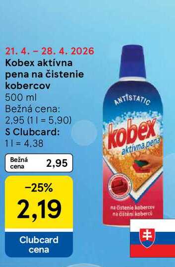 Kobex aktívna pena na čistenie kobercov 500 ml 