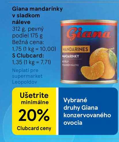 Giana mandarínky v sladkom náleve 312 g