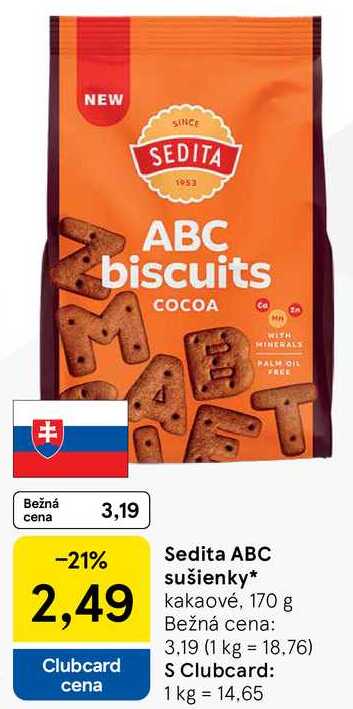 Sedita ABC sušienky kakaové, 170 g v akcii