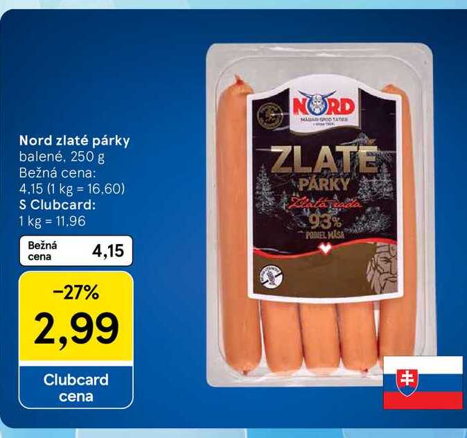 Nord zlaté párky balené, 250 g