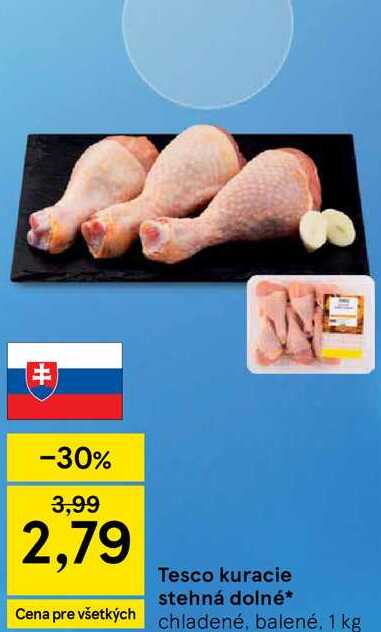 Tesco kuracie stehná dolné chladené, balené, 1 kg 