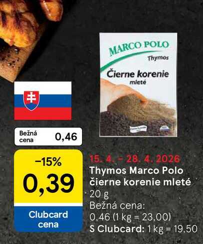 Thymos Marco Polo čierne korenie mleté 20 g 