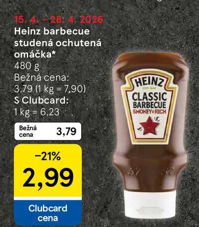Heinz barbecue studená ochutená omáčka 480 g 