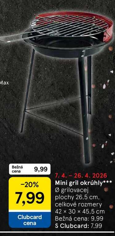 Mini gril okrúhly Ø grilovacej plochy 26,5 cm