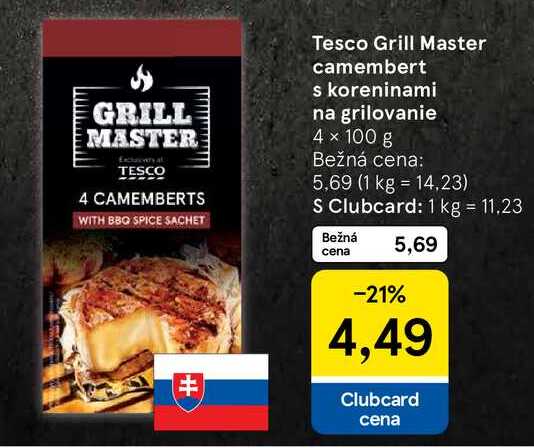 Tesco Grill Master camembert s koreninami na grilovanie 4 × 100 g 