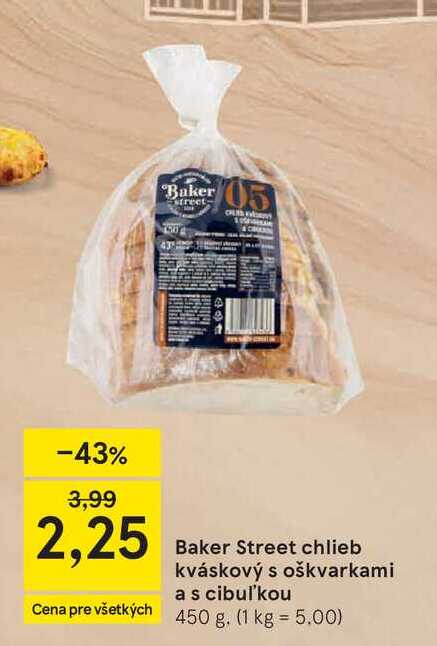 Baker Street chlieb kváskový s oškvarkami a s cibuľkou 450 g v akcii