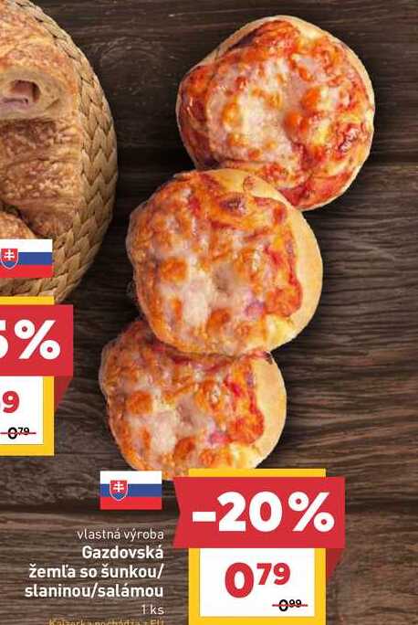 Gazdovská žemľa so šunkou/ slaninou/salámou 1ks 