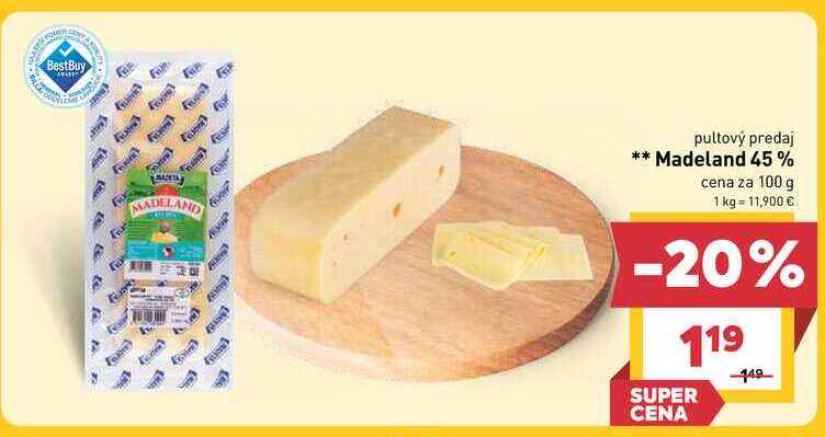 Madeland 45% cena za 100 g
