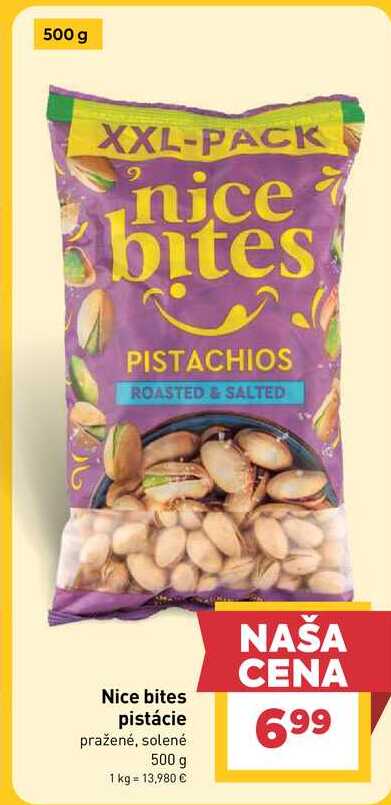 Nice bites pistácie pražené, solené 500 g 