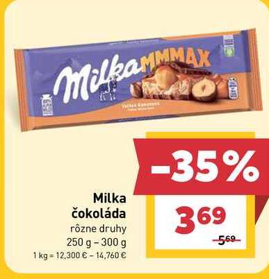 Milka čokoláda rôzne druhy 250 g -300 g 