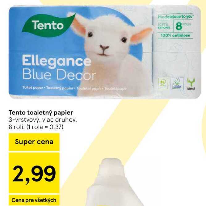 Tento toaletný papier 3-vrstvový, 8 rolí