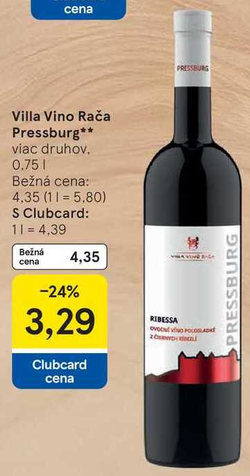 Villa Vino Rača Pressburg viac druhov 0.75l