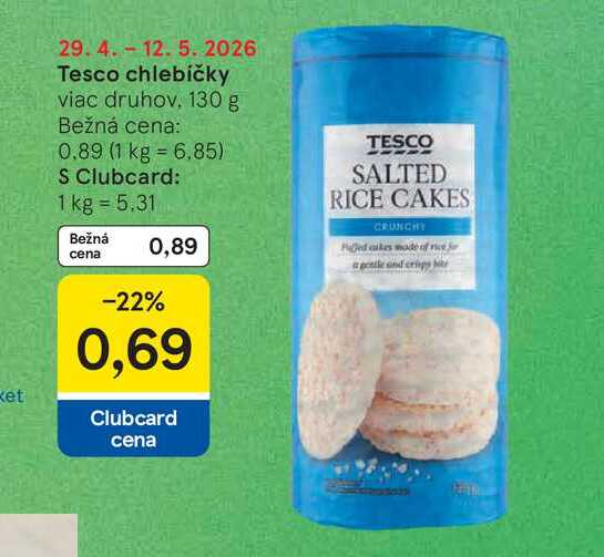 Tesco chlebíčky viac druhov 130 g 