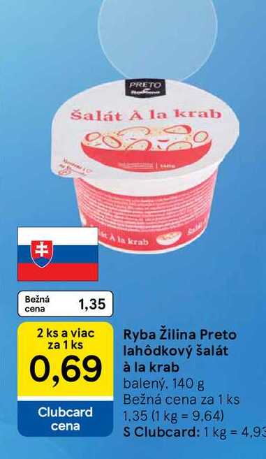 Ryba Žilina Preto lahôdkový šalát á la krab 140 g 