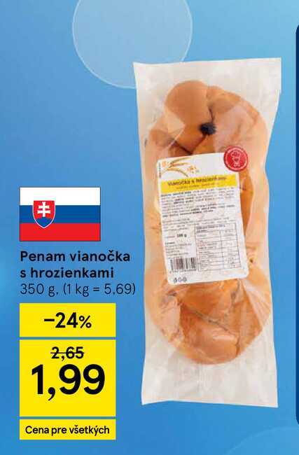 Penam vianočka s hrozienkami 350 g