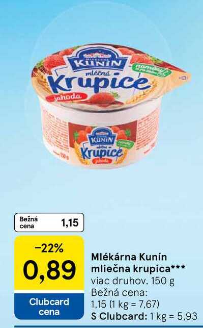 Kunín mliečna krupica 150 g