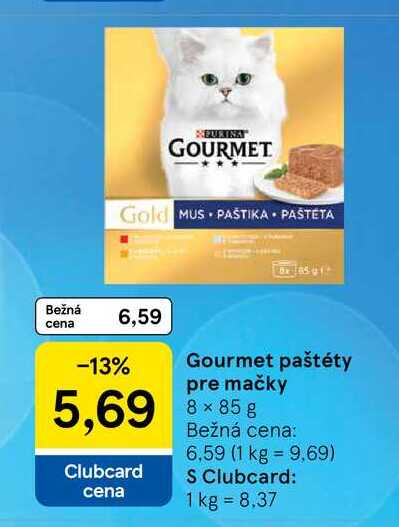 Gourmet paštéty pre mačky 8x85g