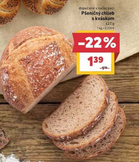 Pšeničný chlieb s kváskom 427 g v akcii