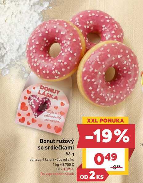Donut ružový so srdiečkami 56 g