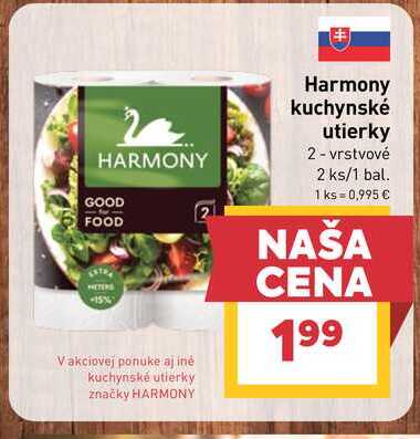 Harmony kuchynské utierky 2- vrstvové 2 ks/1 bal.