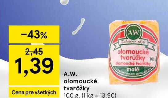A.W. olomoucké tvarôžky 100 g