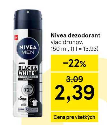 Nivea dezodorant viac druhov, 150 ml