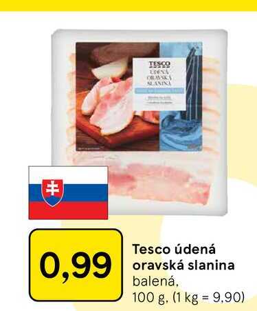 Tesco údená oravská slanina balená, 100 g