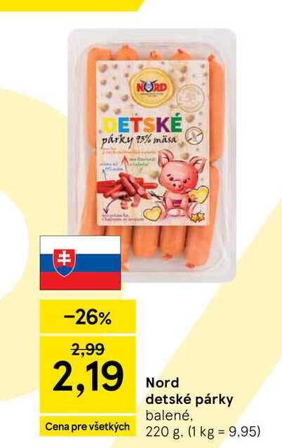 Nord detské párky balené, 220 g