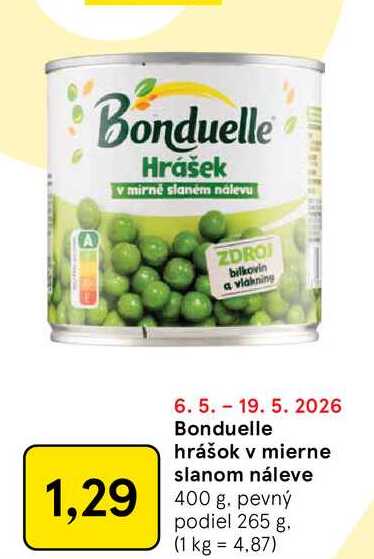 Bonduelle hrášok v mierne slanom náleve 400 g