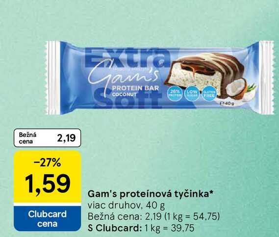 Gam's proteínová tyčinka viac druhov, 40 g