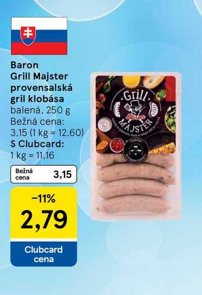 Baron Grill Majster provensalská gril klobása balená, 250 g