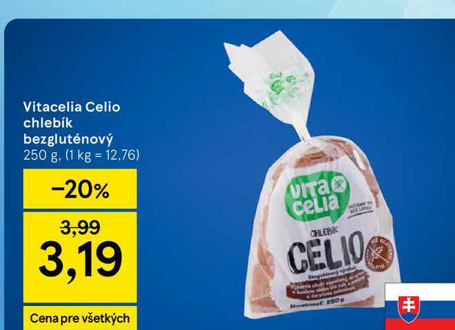 Vitacelia Celio chlebík bezgluténový 250 g