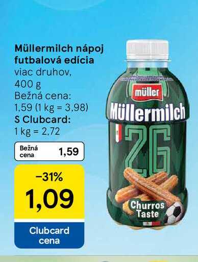 Müllermilch nápoj futbalová edícia viac druhov, 400 g 