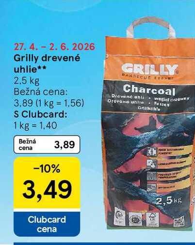 Grilly drevené uhlie 2,5 kg  v akcii