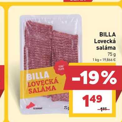 BILLA Lovecká saláma 75 g 