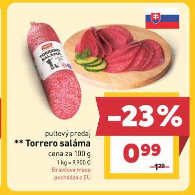 Torrero saláma cena za 100 g 