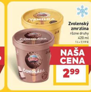Zvolenský zmrzlina rôzne druhy 420 ml
