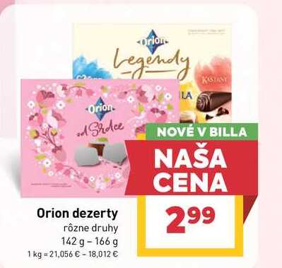 Orion dezerty rôzne druhy 142 g-166 g 