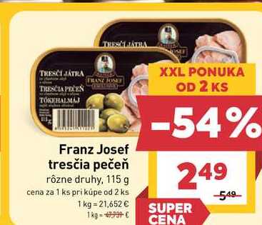 Franz Josef tresčia pečeň rôzne druhy, 115 g 
