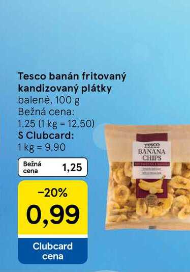 Tesco banán fritovaný kandizovaný plátky balené 100 g 