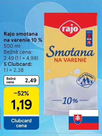 Rajo smotana na varenie 10 % 500 ml  v akcii