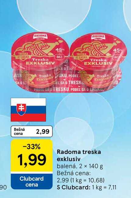 Radoma treska exklusiv balená, 2 x 140 g
