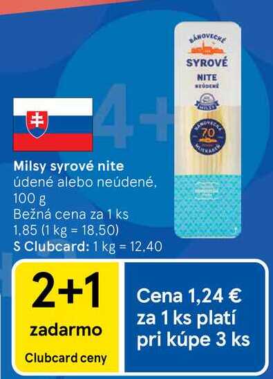 Milsy syrové nite údené alebo neúdené, 100 g 